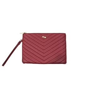 Mathew + Julian Wristlet Clutch Women OS Burgundy Red‎ Good Quilted Chevron